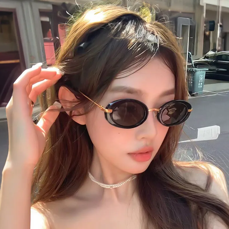 PRETTYALLUSION Metal Oval Sunglasses Women's-1