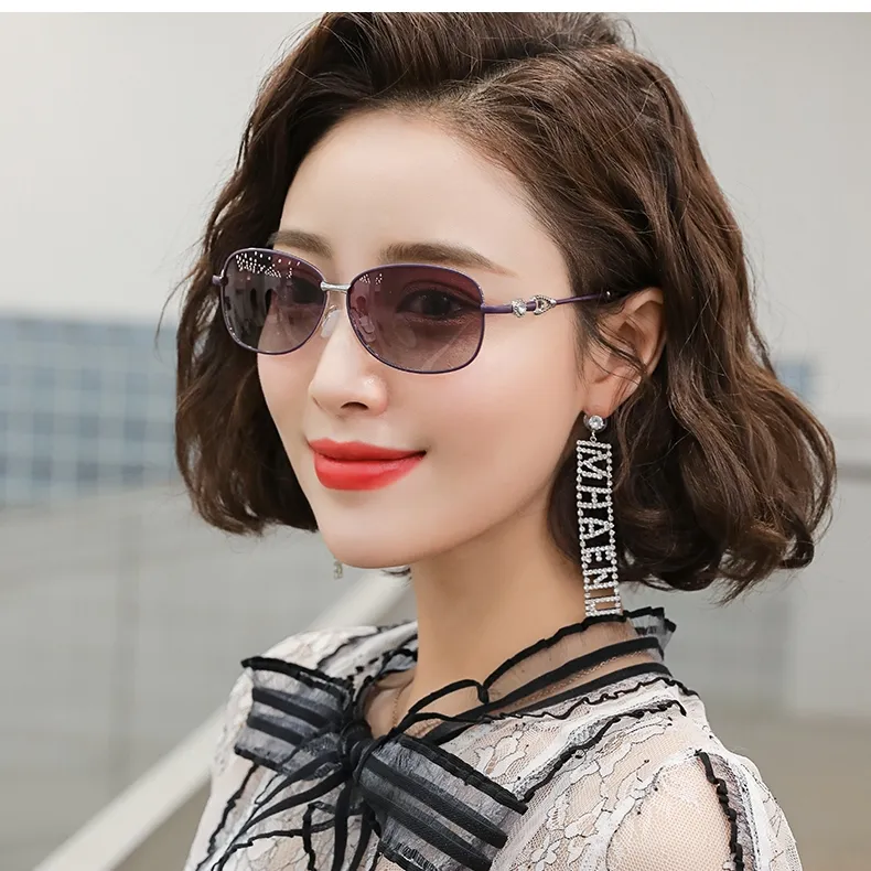 PRETTYALLUSION Metal Oval Sunglasses Women's-10