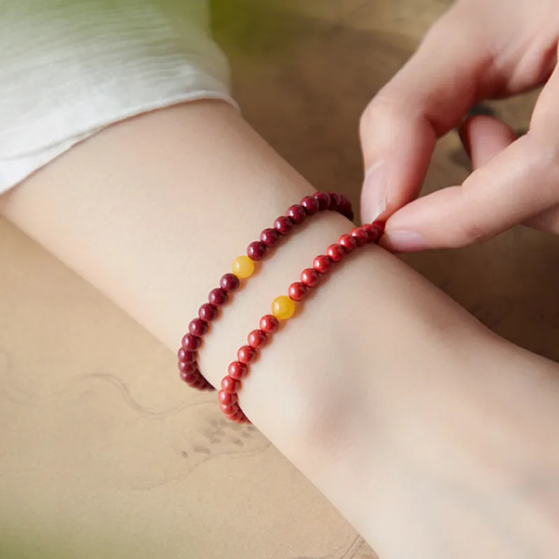Fuxin Reconstructed Cinnabar Bracelets Unisex-5