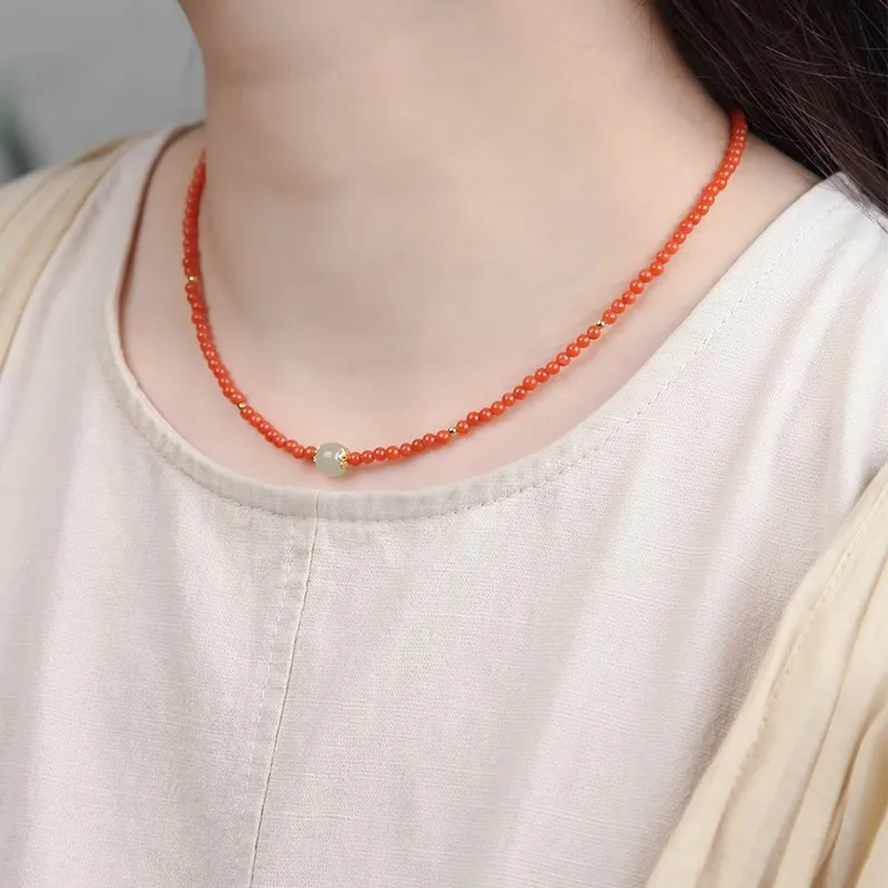Fuxin Southern Red Agate Necklaces Women's-1