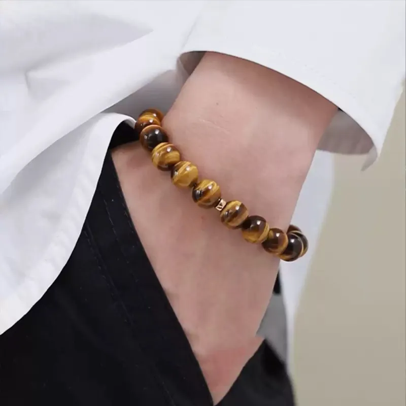 Fuxin Natural Tiger's Eye Stone Bracelets Unisex-4