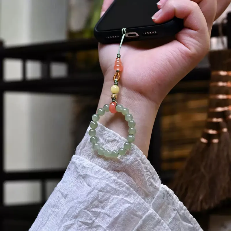 Fuxin Cell Phone Pendants Green Jade Unisex-2