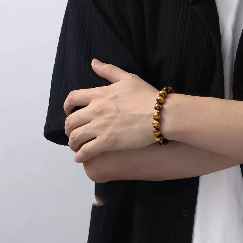 Fuxin Natural Tiger's Eye Stone Bracelets Unisex-3