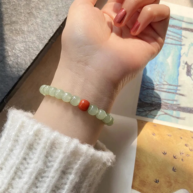 Fuxin Hetian Jade Bracelets Women's Pale Greenish White Jade-2