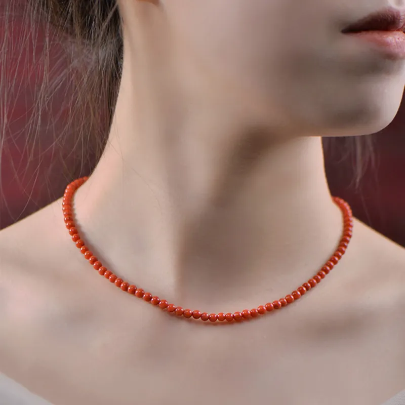 Fuxin Southern Red Agate Necklaces Women's-4