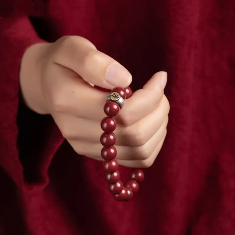Fuxin Reconstructed Cinnabar Bracelets Unisex-3