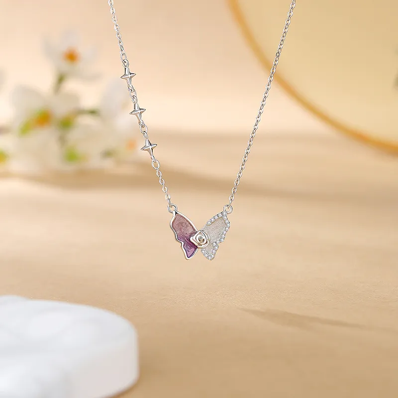 Hurry That Year S925 Silver, Glue Drip, Synthetic Cubic Zirconia Necklaces Women's-2