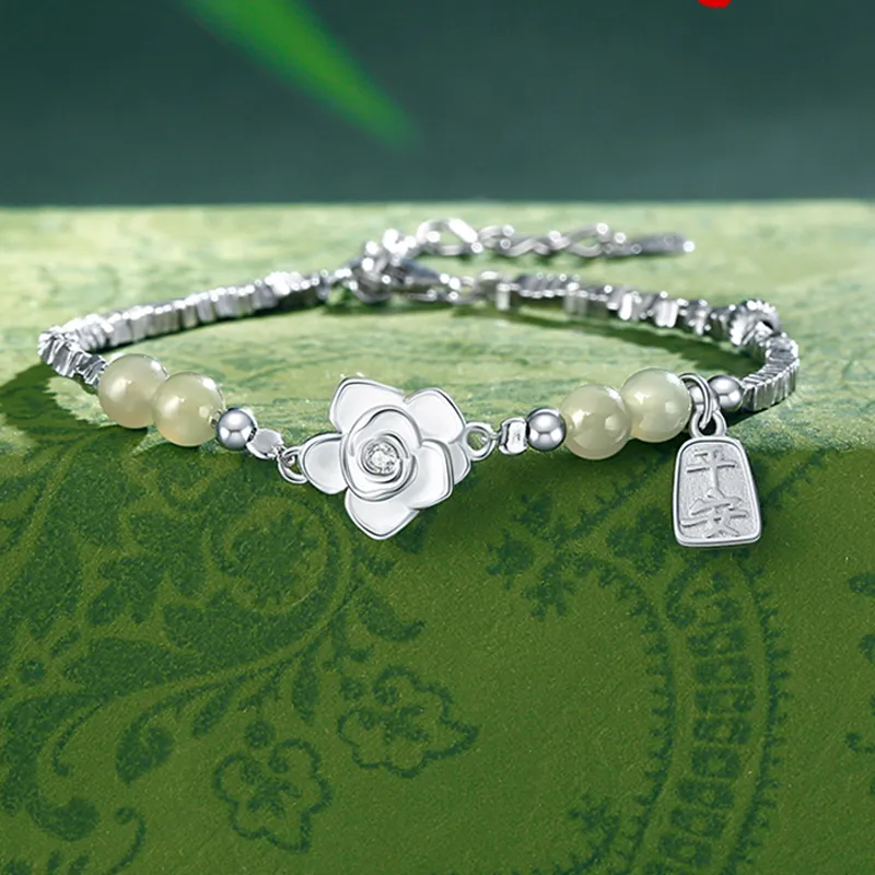 Hurry That Year Anniversary Gift Bracelet Pale Greenish White Jade Women's-3