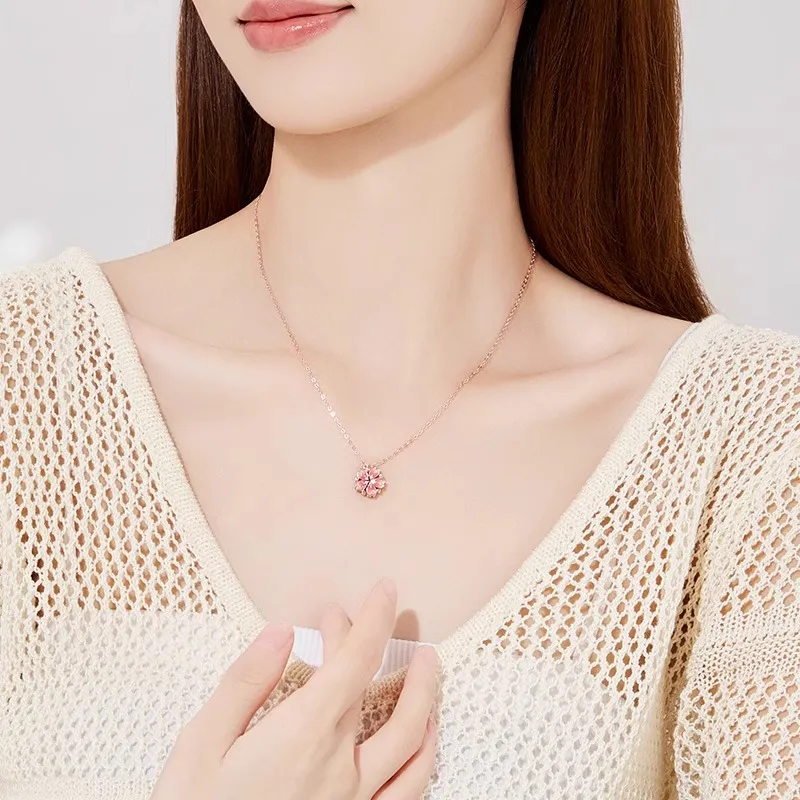 Hurry That Year S925 Silver, Synthetic Cubic Zirconia, Neodymium Magnet Necklaces Women's-4
