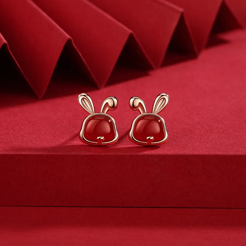 Hurry That Year Agate Stud Earrings Women's-2