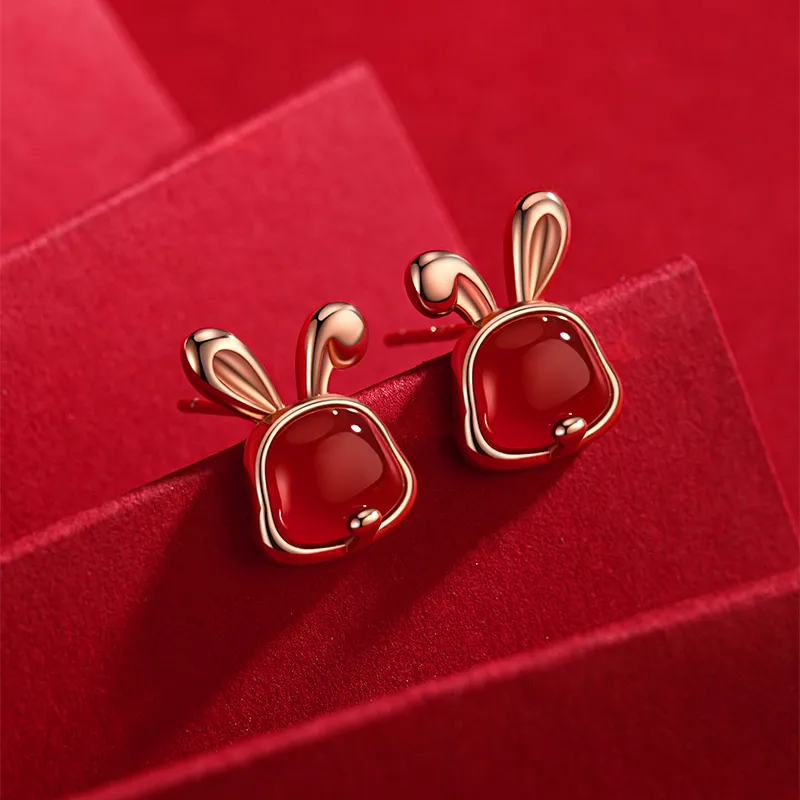 Hurry That Year Agate Stud Earrings Women's-4