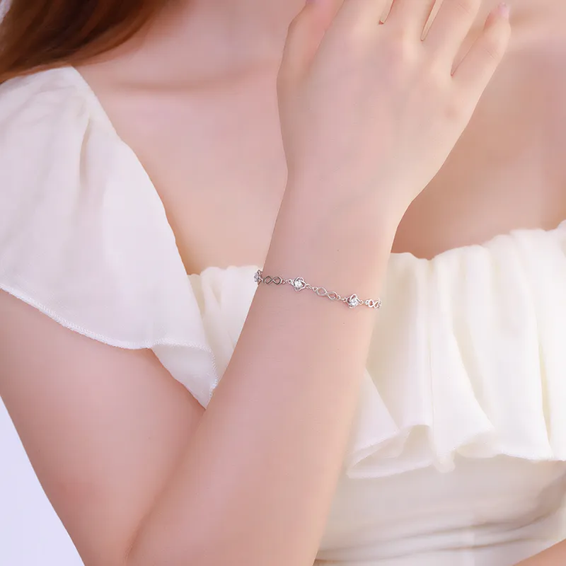 Hurry That Year S999 Silver Zircon Bracelets Women's-5