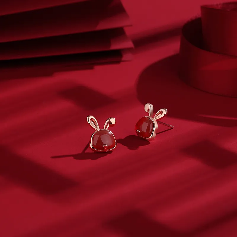 Hurry That Year Agate Stud Earrings Women's-3