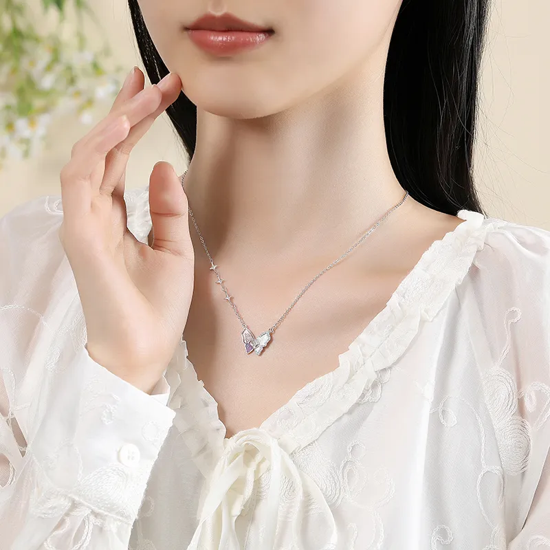 Hurry That Year S925 Silver, Glue Drip, Synthetic Cubic Zirconia Necklaces Women's-3
