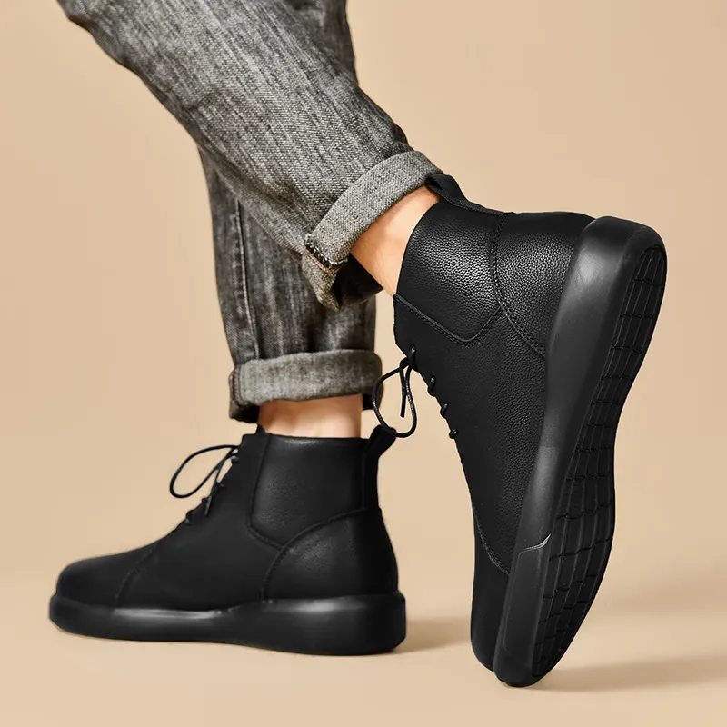 Laoks Ankle Boots Men Black-5