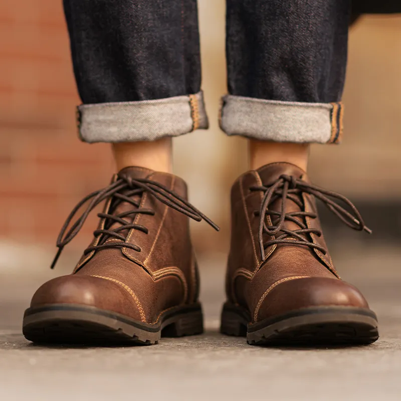 Laoks Short Martin Boot Men's Red Brown-4
