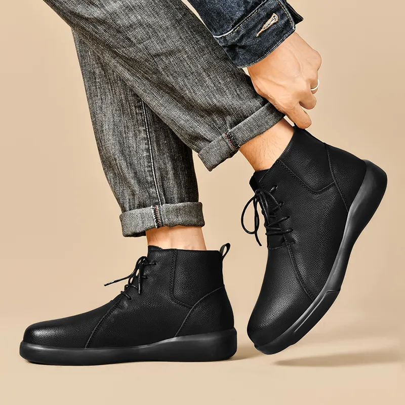 Laoks Ankle Boots Men Black-6