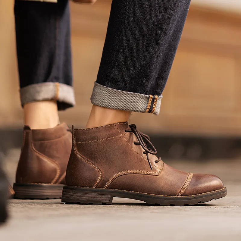 Laoks Short Martin Boot Men's Red Brown-5