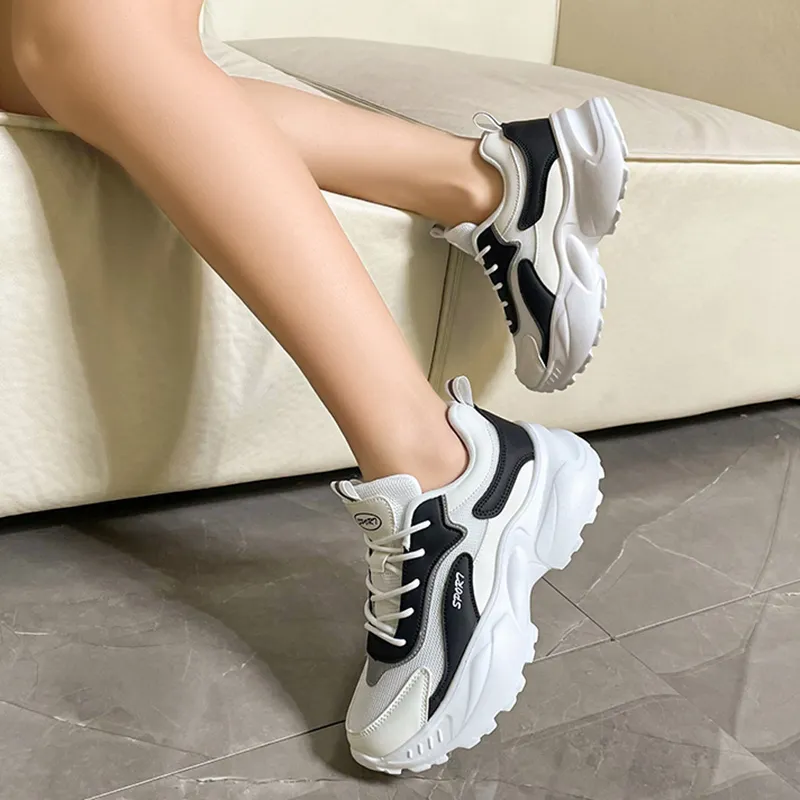 AMICNIEGD Anti-Slip And Wear-Resistant Breathable Low-Top Chunky Sneakers Women's-3