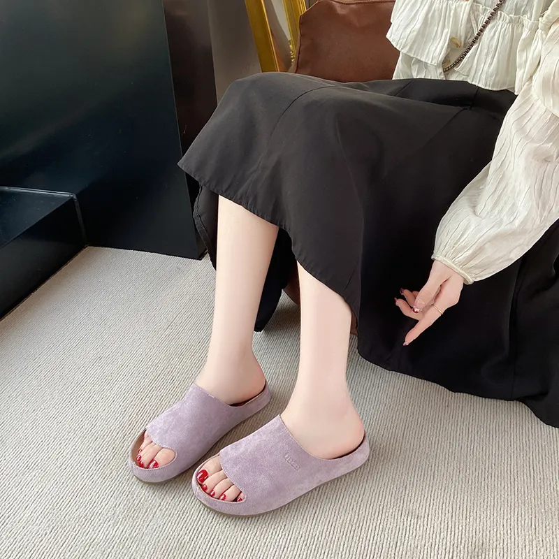 AMICNIEGD Rubber Sole Cut Out Slip Resistant Abrasion Resistant Slide Slippers Women's-22