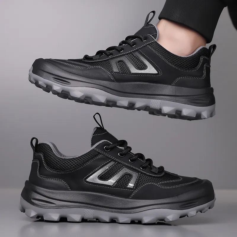 AMICNIEGD Running Shoes Men Low Top Black/White-5