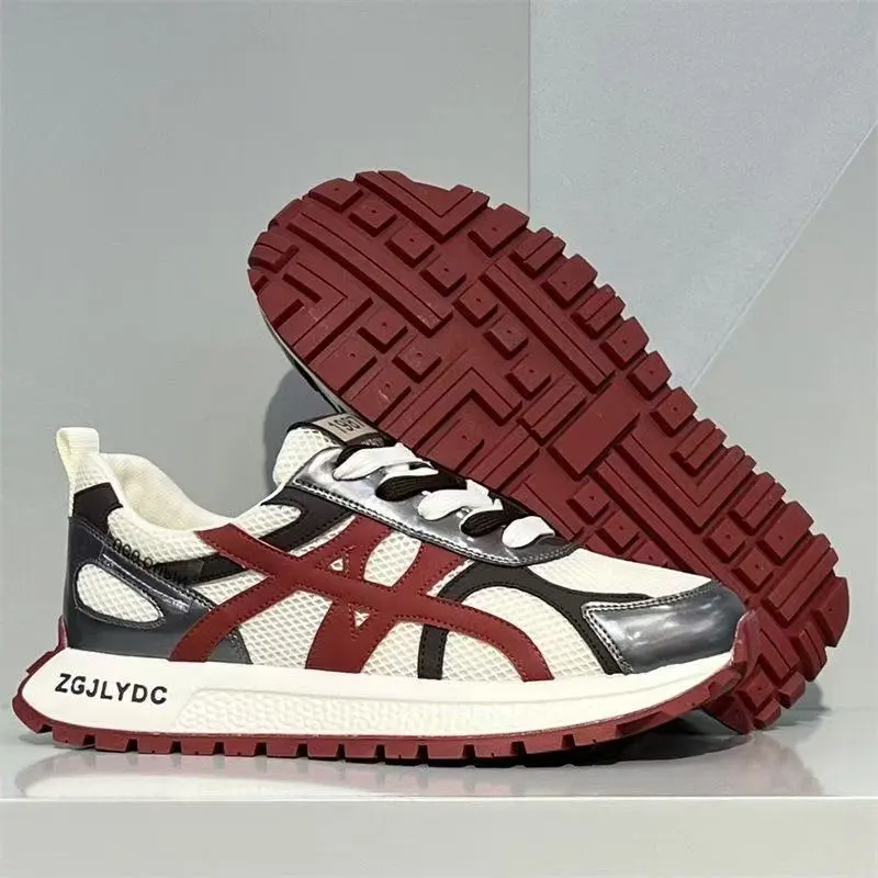 AMICNIEGD Running Shoes Men Low Top Yellow/Gray Red-6