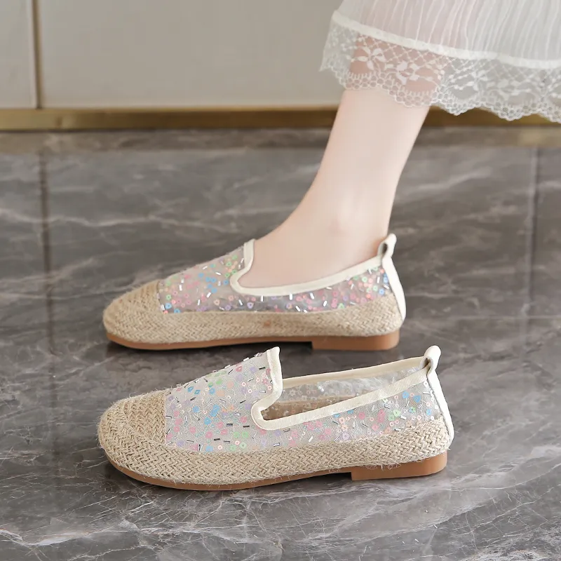 AMICNIEGD Espadrilles Women's Beige/Multicolor-8