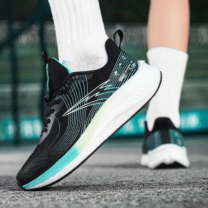 AMICNIEGD Running Shoes Men Low Top Black/Turquoise/Light Gray/White/Gray/Red-3