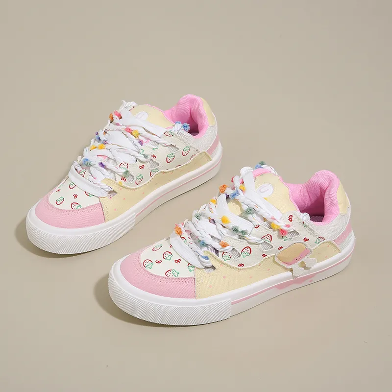 AMICNIEGD Breathable Wear Resistant Slip Resistant Low Top Canvas Shoes Women's-2