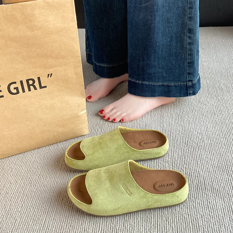 AMICNIEGD Rubber Sole Cut Out Slip Resistant Abrasion Resistant Slide Slippers Women's-10