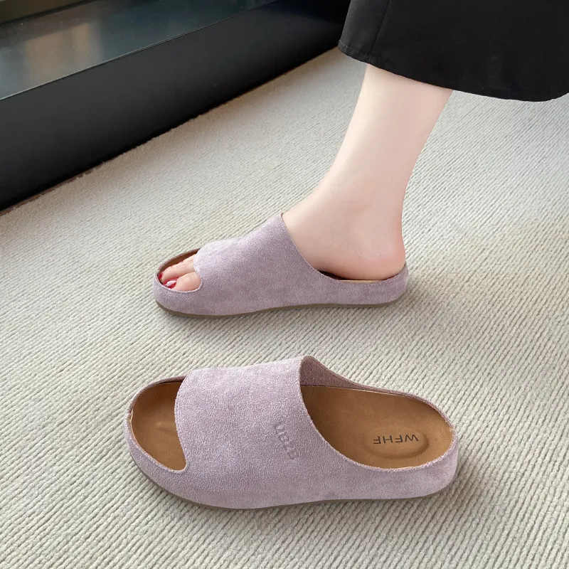 AMICNIEGD Rubber Sole Cut Out Slip Resistant Abrasion Resistant Slide Slippers Women's-20