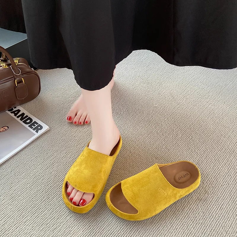 AMICNIEGD Rubber Sole Cut Out Slip Resistant Abrasion Resistant Slide Slippers Women's-8
