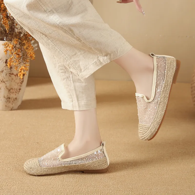 AMICNIEGD Espadrilles Women's Beige/Multicolor-5