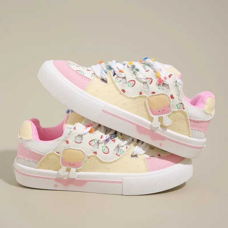 AMICNIEGD Breathable Wear Resistant Slip Resistant Low Top Canvas Shoes Women's-3