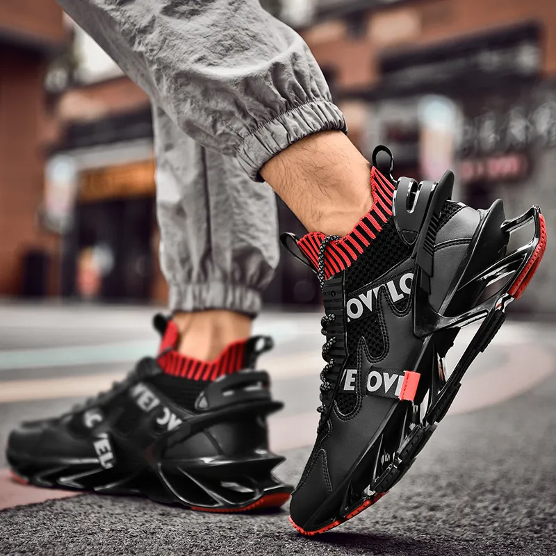 AMICNIEGD Shock Absorbers Slip Resistant Breathable Low Top Chunky Sneakers Men's-3