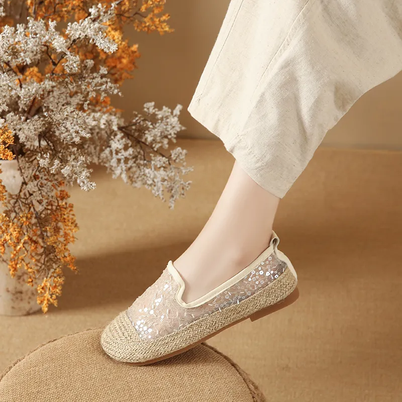 AMICNIEGD Espadrilles Women's Beige/Multicolor-2