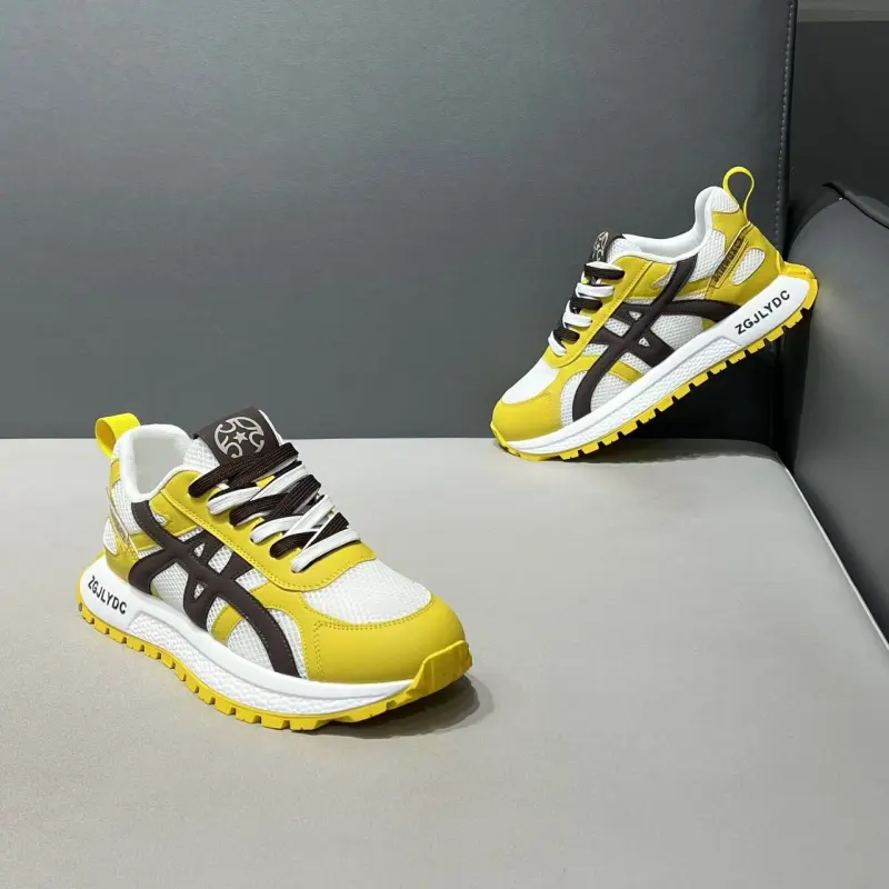 AMICNIEGD Running Shoes Men Low Top Yellow/Gray Red-1