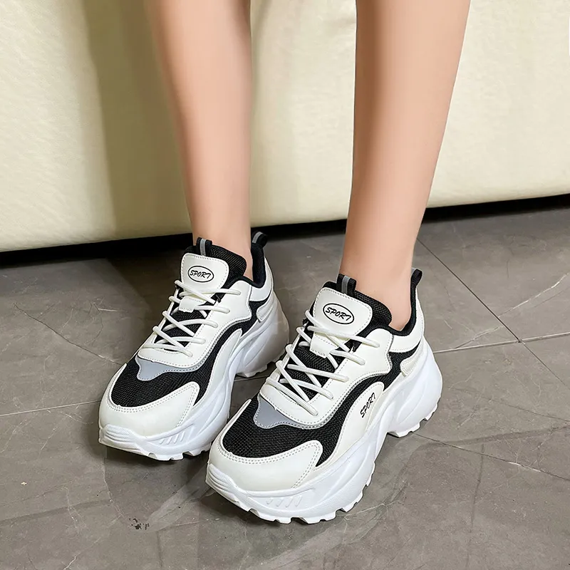 AMICNIEGD Anti-Slip And Wear-Resistant Breathable Low-Top Chunky Sneakers Women's-9