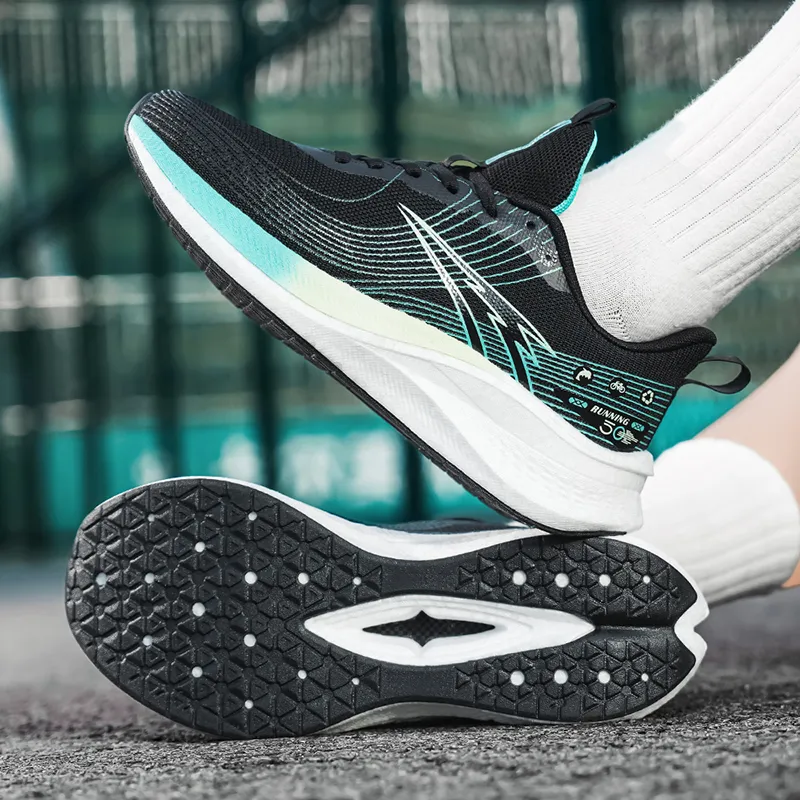 AMICNIEGD Running Shoes Men Low Top Black/Turquoise/Light Gray/White/Gray/Red-5