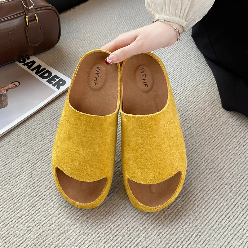 AMICNIEGD Rubber Sole Cut Out Slip Resistant Abrasion Resistant Slide Slippers Women's-6