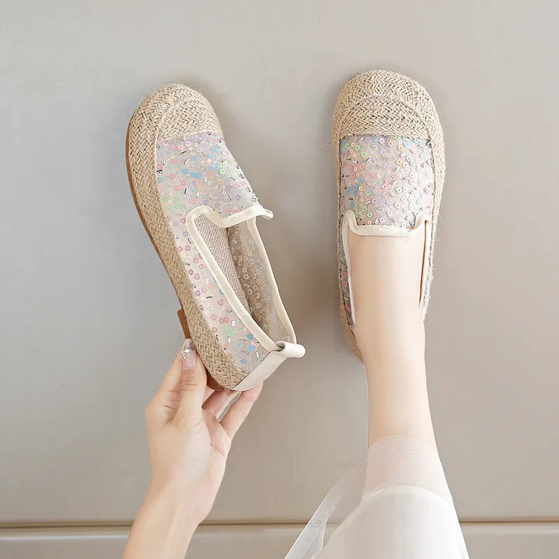 AMICNIEGD Espadrilles Women's Beige/Multicolor-10