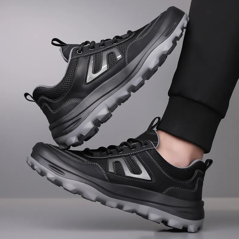 AMICNIEGD Running Shoes Men Low Top Black/White-4