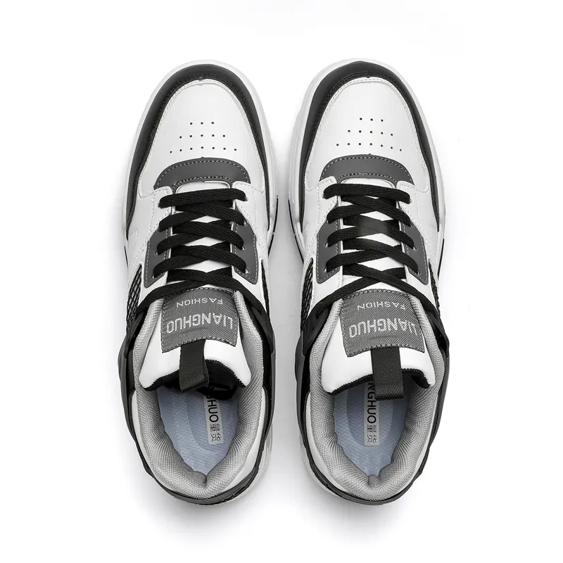 AMICNIEGD Cushioned Abrasion-Resistant Slip-Resistant Low-Top Skateboard Shoes Unisex White Black-1