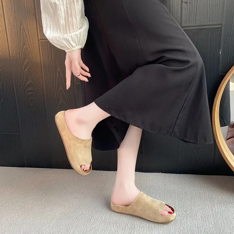 AMICNIEGD Rubber Sole Cut Out Slip Resistant Abrasion Resistant Slide Slippers Women's-2