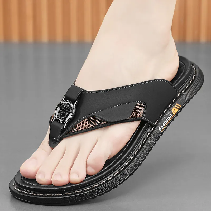 AMICNIEGD Abrasion Resistant Slip Resistant Antibacterial Flip Flops Men's-4
