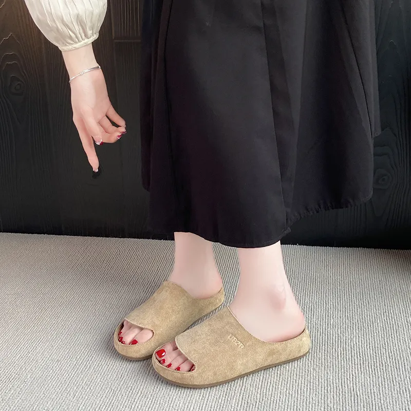 AMICNIEGD Rubber Sole Cut Out Slip Resistant Abrasion Resistant Slide Slippers Women's-3