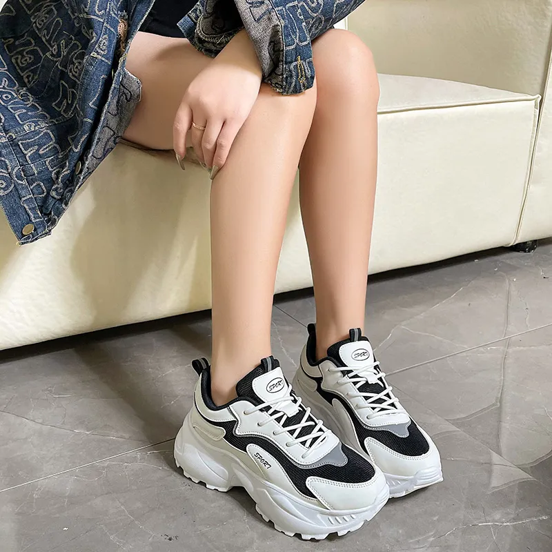AMICNIEGD Anti-Slip And Wear-Resistant Breathable Low-Top Chunky Sneakers Women's-8
