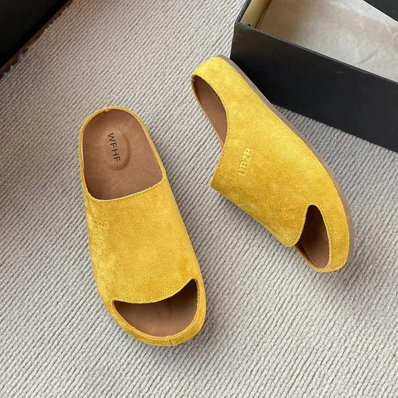 AMICNIEGD Rubber Sole Cut Out Slip Resistant Abrasion Resistant Slide Slippers Women's-5
