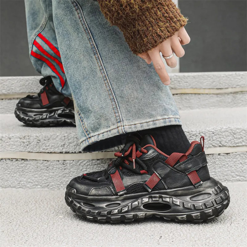 AMICNIEGD Breathable And Slip Resistant Low Top Chunky Sneakers Men's-6
