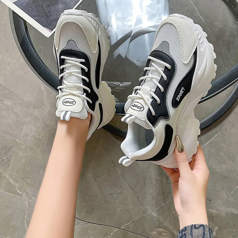 AMICNIEGD Anti-Slip And Wear-Resistant Breathable Low-Top Chunky Sneakers Women's-1